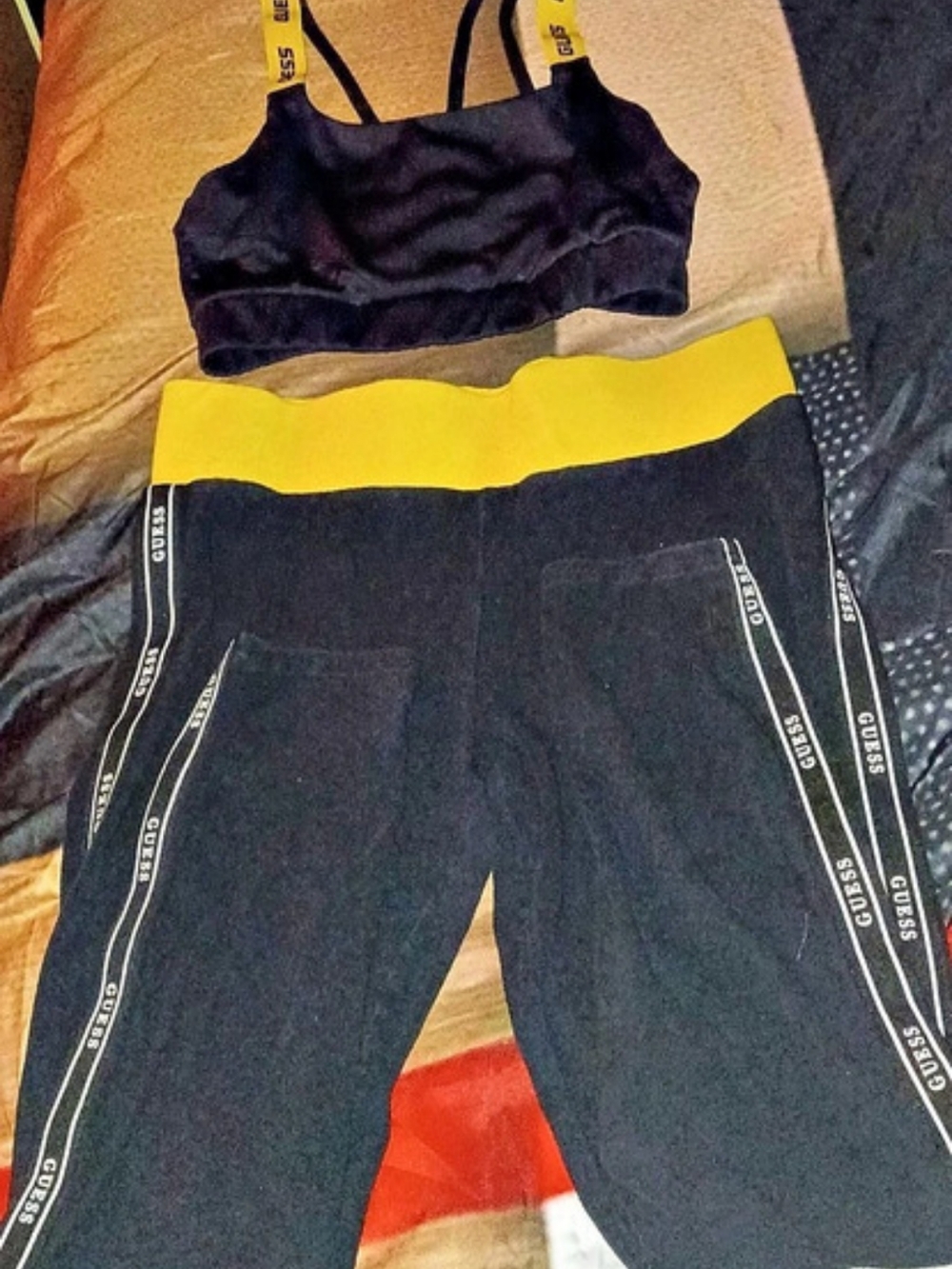 GUESS Women's Black & Yellow Athletic Set